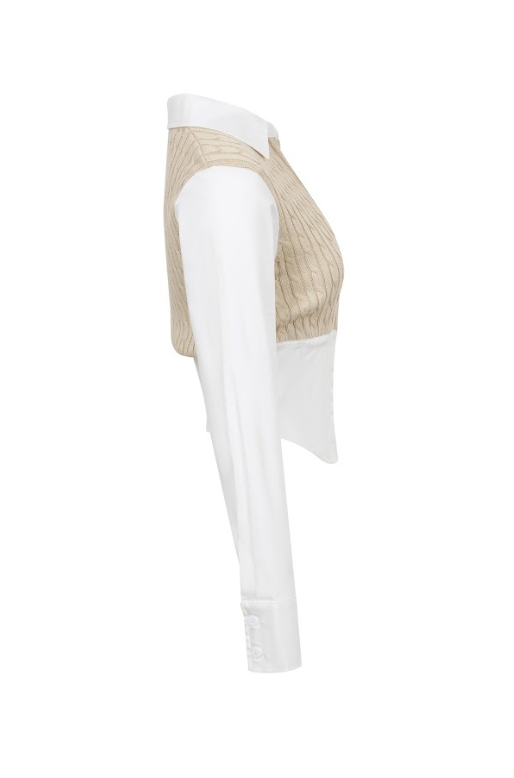 Poplin Knit Corset Shirt