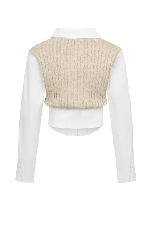 Poplin Knit Corset Shirt