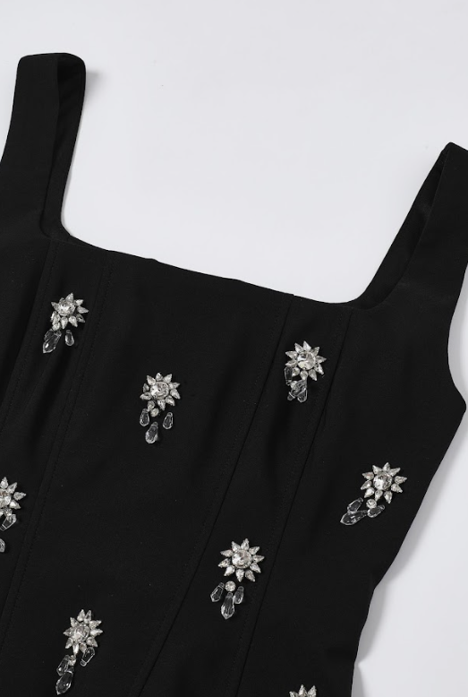The Cascade Embellished Woven Gem Corset Top