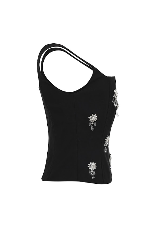 The Cascade Embellished Woven Gem Corset Top