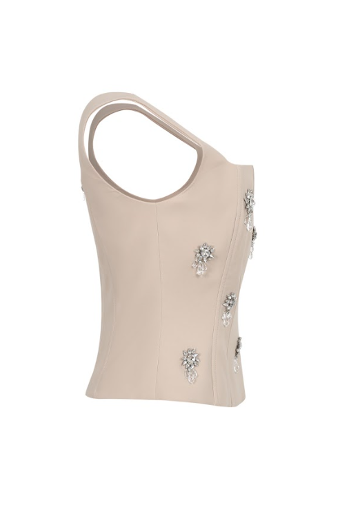 The Cascade Embellished Woven Gem Corset Top