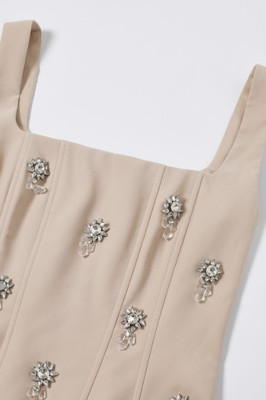 The Cascade Embellished Woven Gem Corset Top