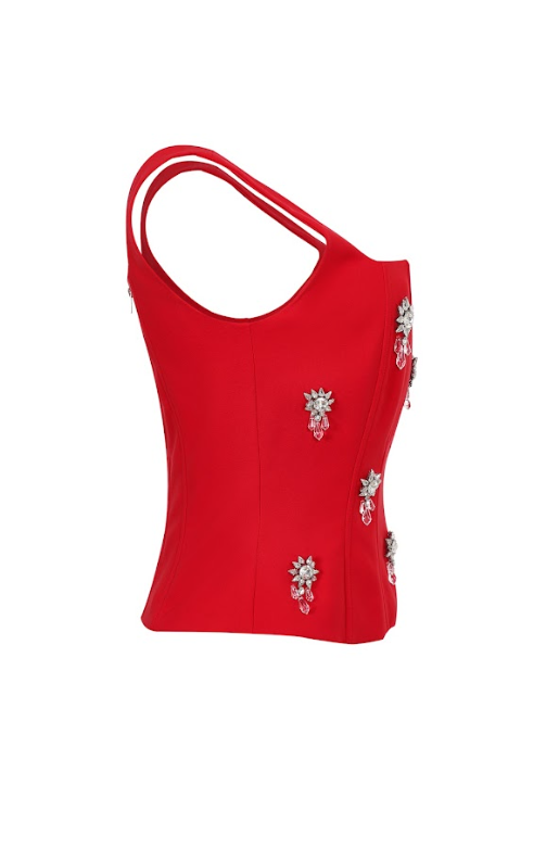 The Cascade Embellished Woven Gem Corset Top