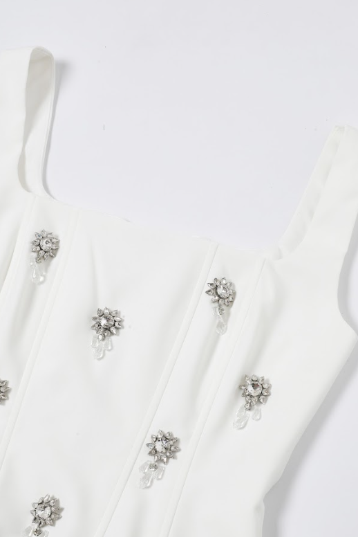 The Cascade Embellished Woven Gem Corset Top