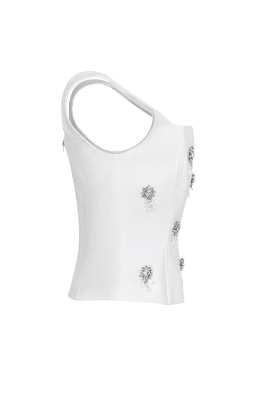 The Cascade Embellished Woven Gem Corset Top