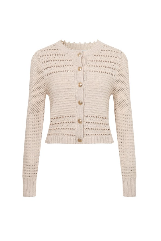 Crochet Lurex Knit Cardigan