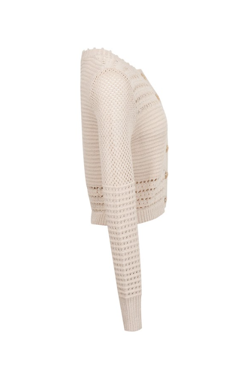 Crochet Lurex Knit Cardigan