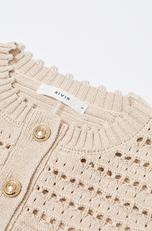Crochet Lurex Knit Cardigan