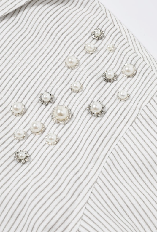 The Eloquence Oxford Embellished Stripe Top