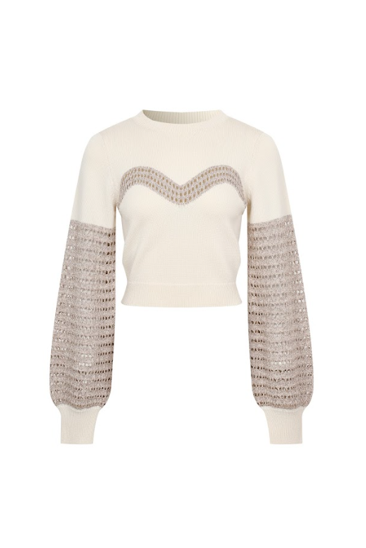 Metallic Knit Contrast Top