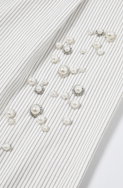 The Eloquence Oxford Embellished Stripe Balloon Pants