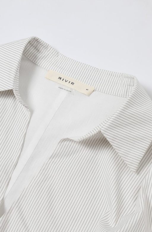 Stripe Bubble High Low Shirt