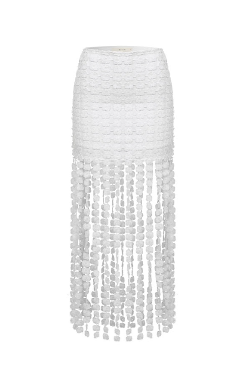 Kaia Woven Lace Fringe Detail Skirt
