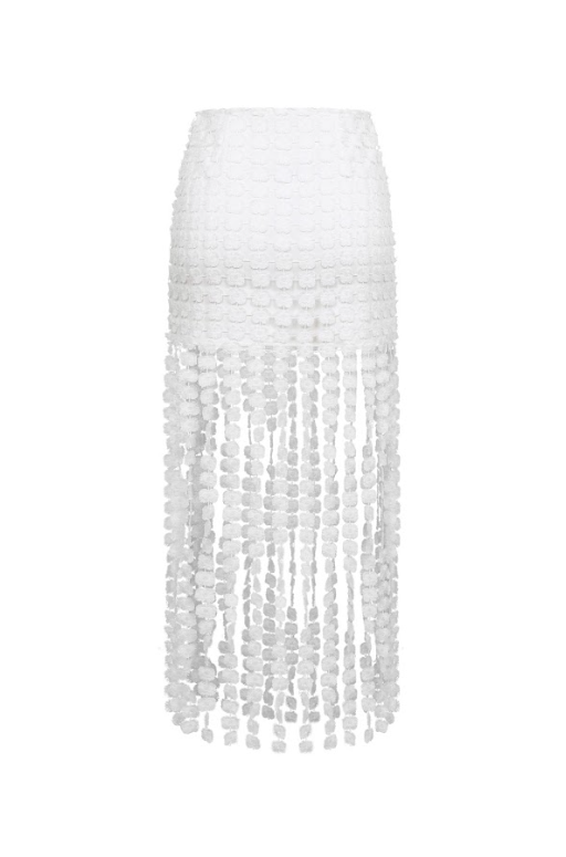 Kaia Woven Lace Fringe Detail Skirt