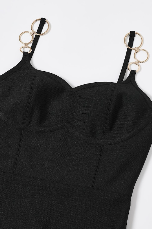 Bandage Bustier Maxi Dress with Gold Rings