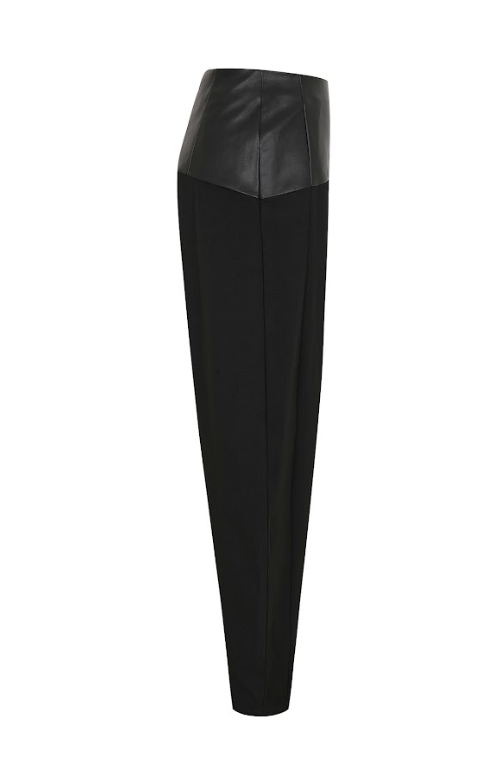 Leather Mix Twill Balloon Pants
