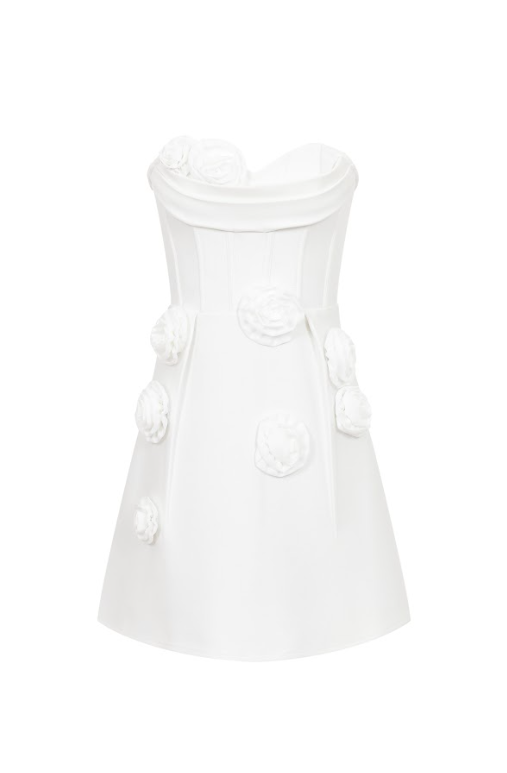 Sculpted Elegance Rosette Appliqué Bandage Dress