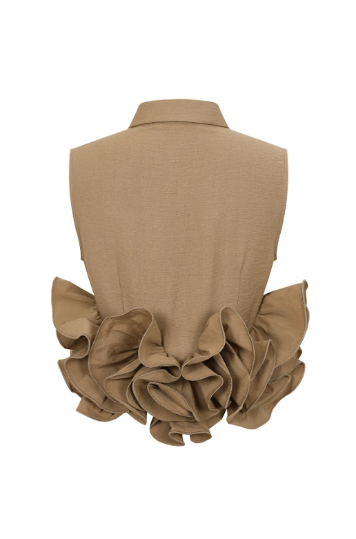 Zoe Woven Sleeveless Ruffle Shirt