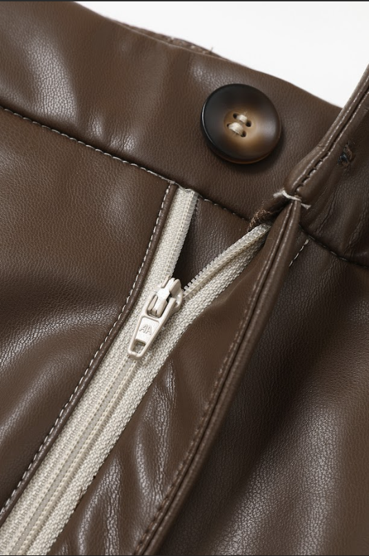 Leather Mix Barrel Pants