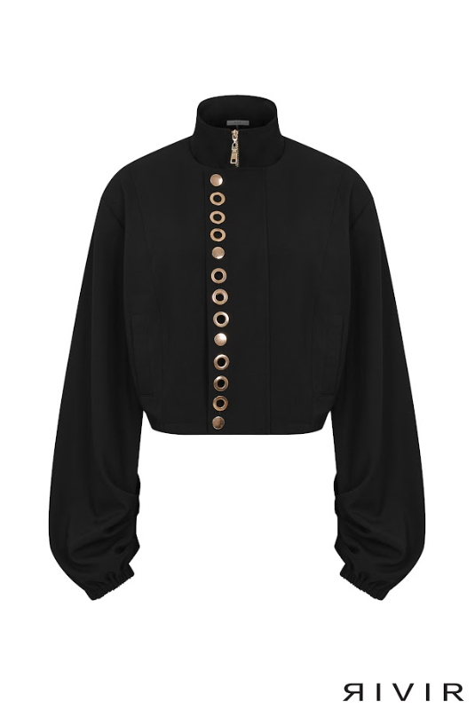 Grommet Detail Twill Jacket