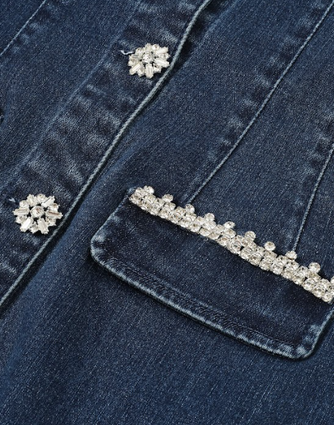 Estelle Short Sleeve Embellished Denim Dress