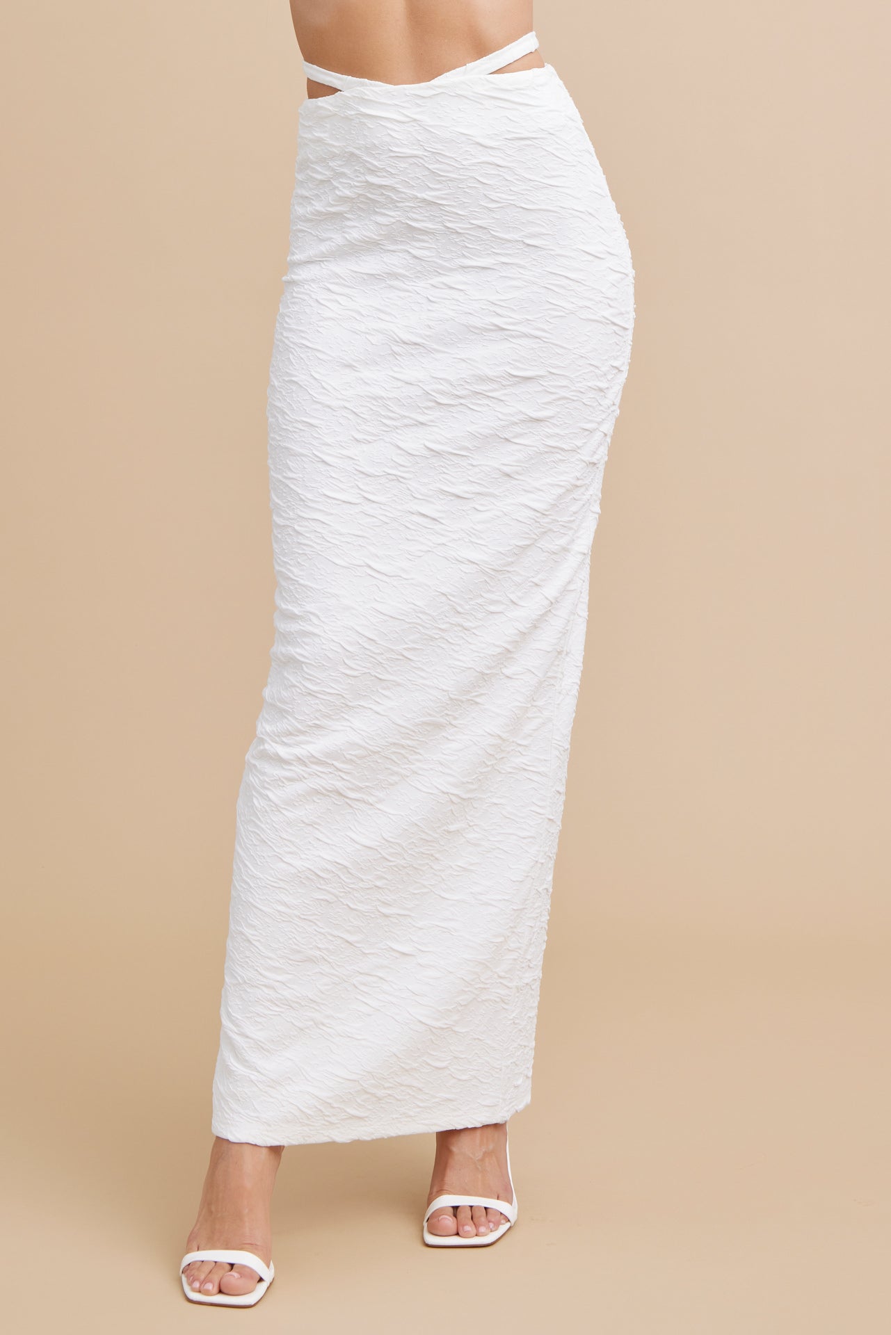 Textured Knit Bra Top, Cardigan and Maxi Skirt Set