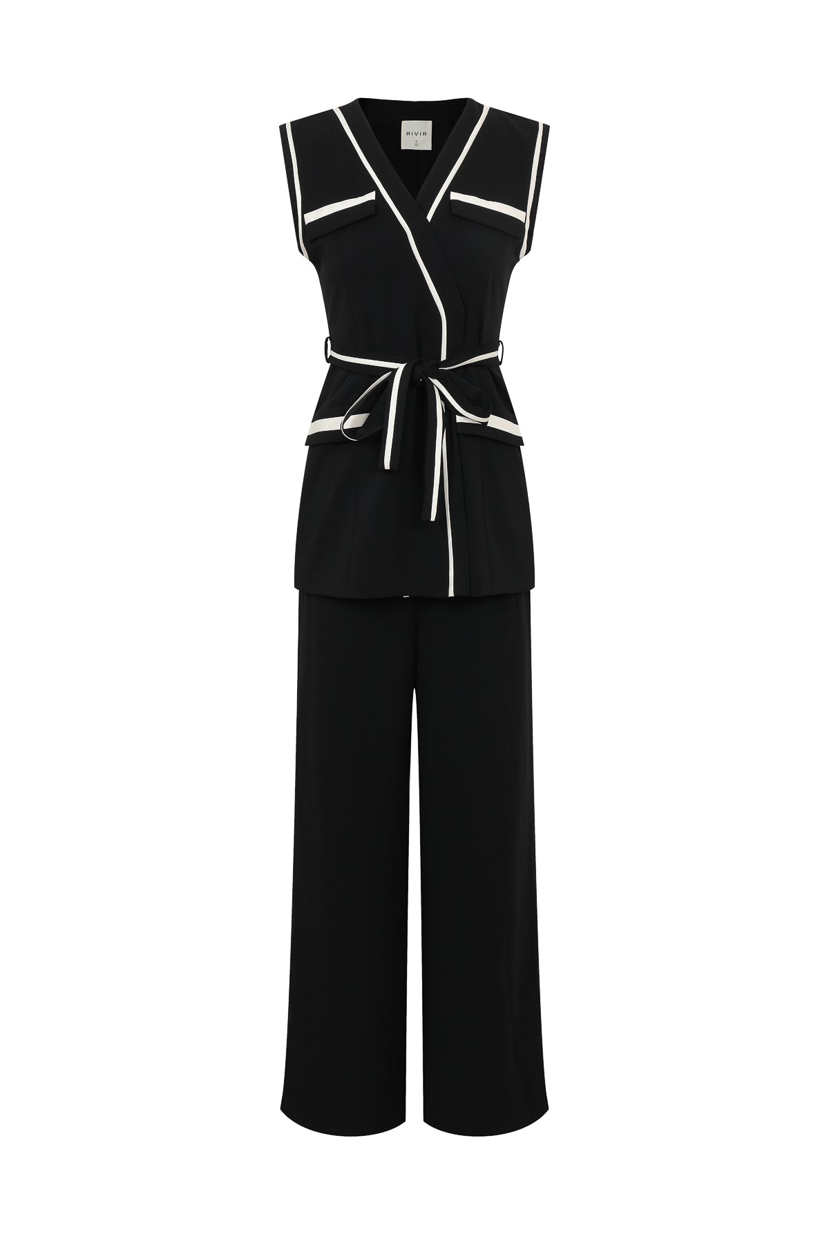 Polished Structure Sleeveless Woven Vest & Pants Set