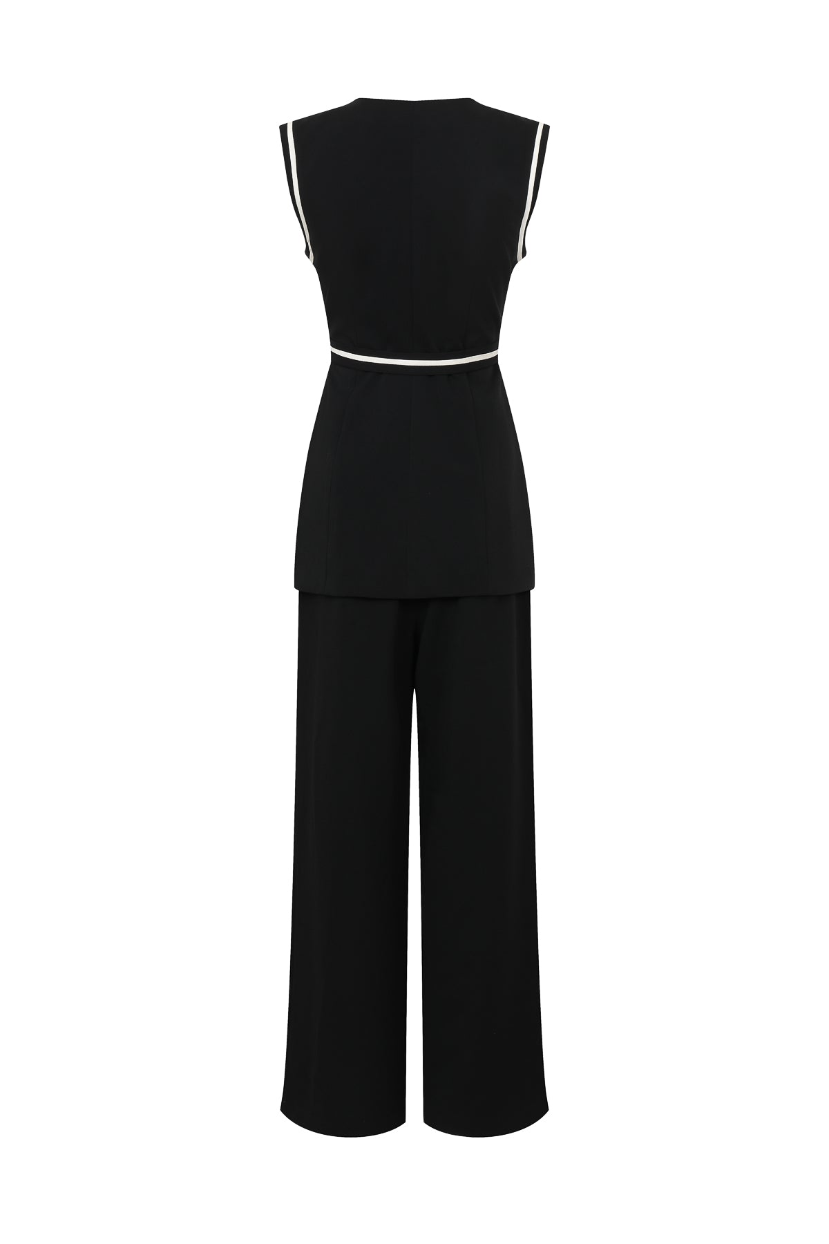 Polished Structure Sleeveless Woven Vest & Pants Set