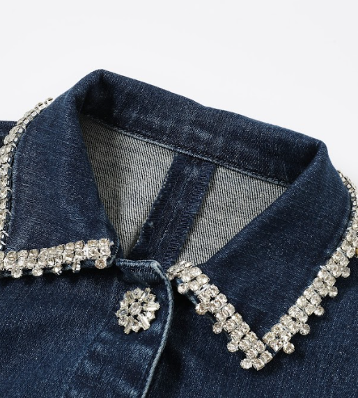 Estelle Short Sleeve Embellished Denim Dress