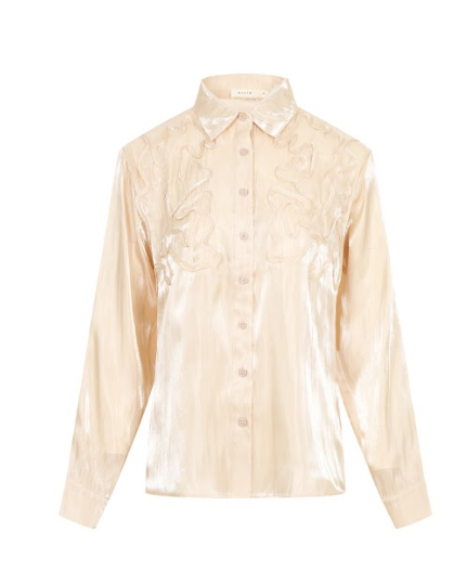 Yoryu Chiffon Shirt With Wave Texture Applique