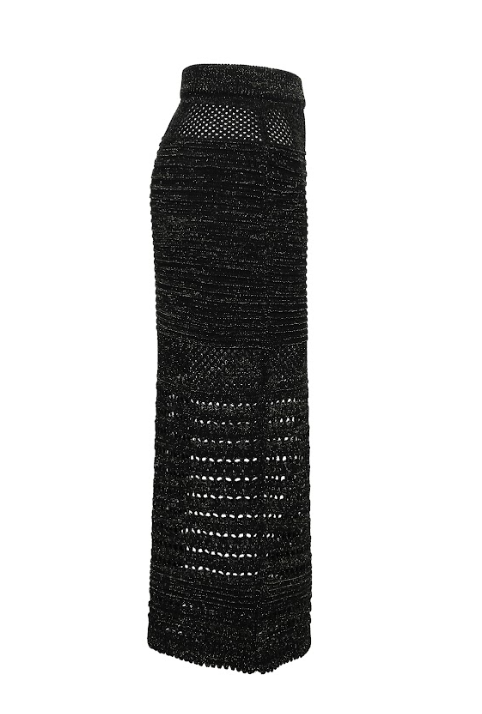 Crochet Lurex Knit Skirt
