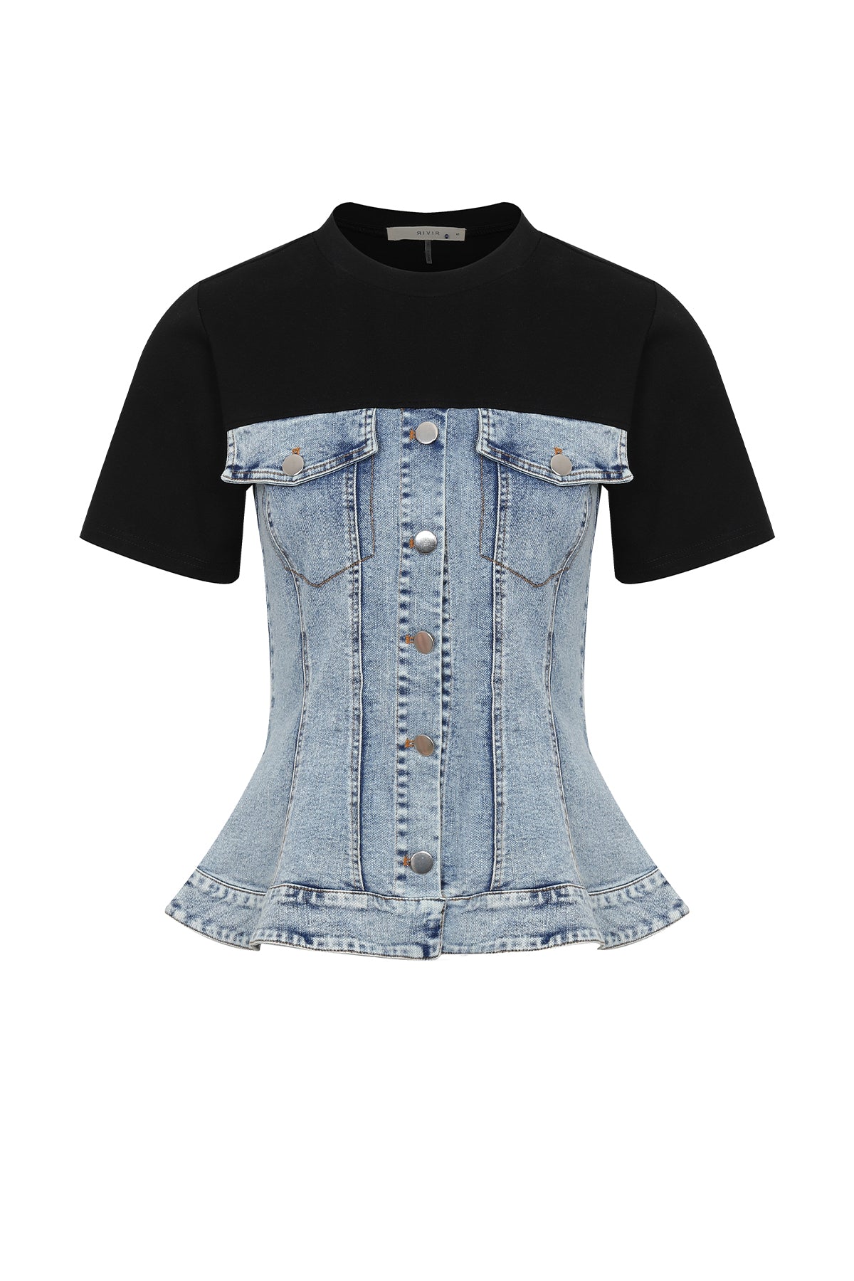Marzi Mixed Media Denim T-shirt