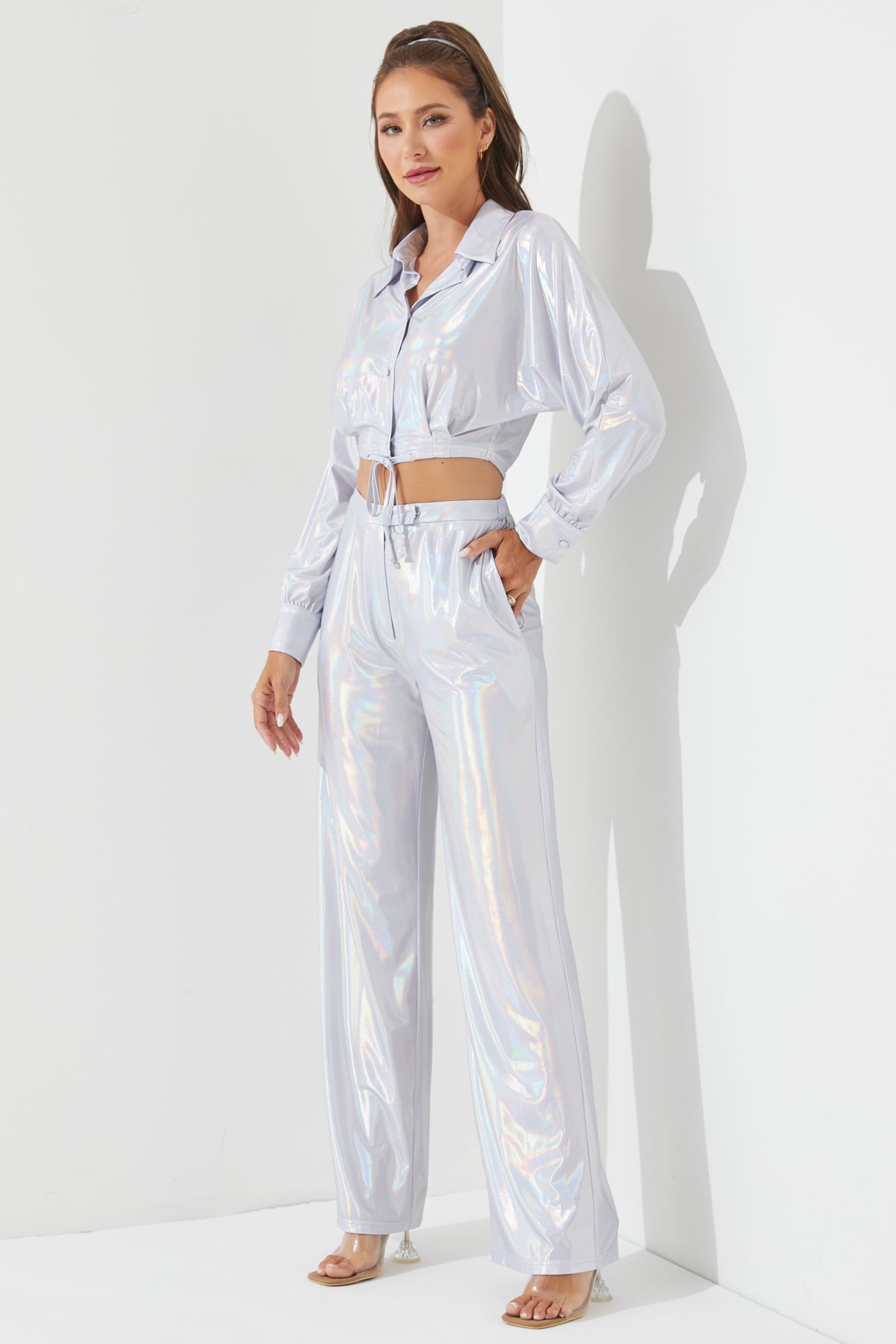 Cropped Dolman Long Sleeve Top and Pants Set