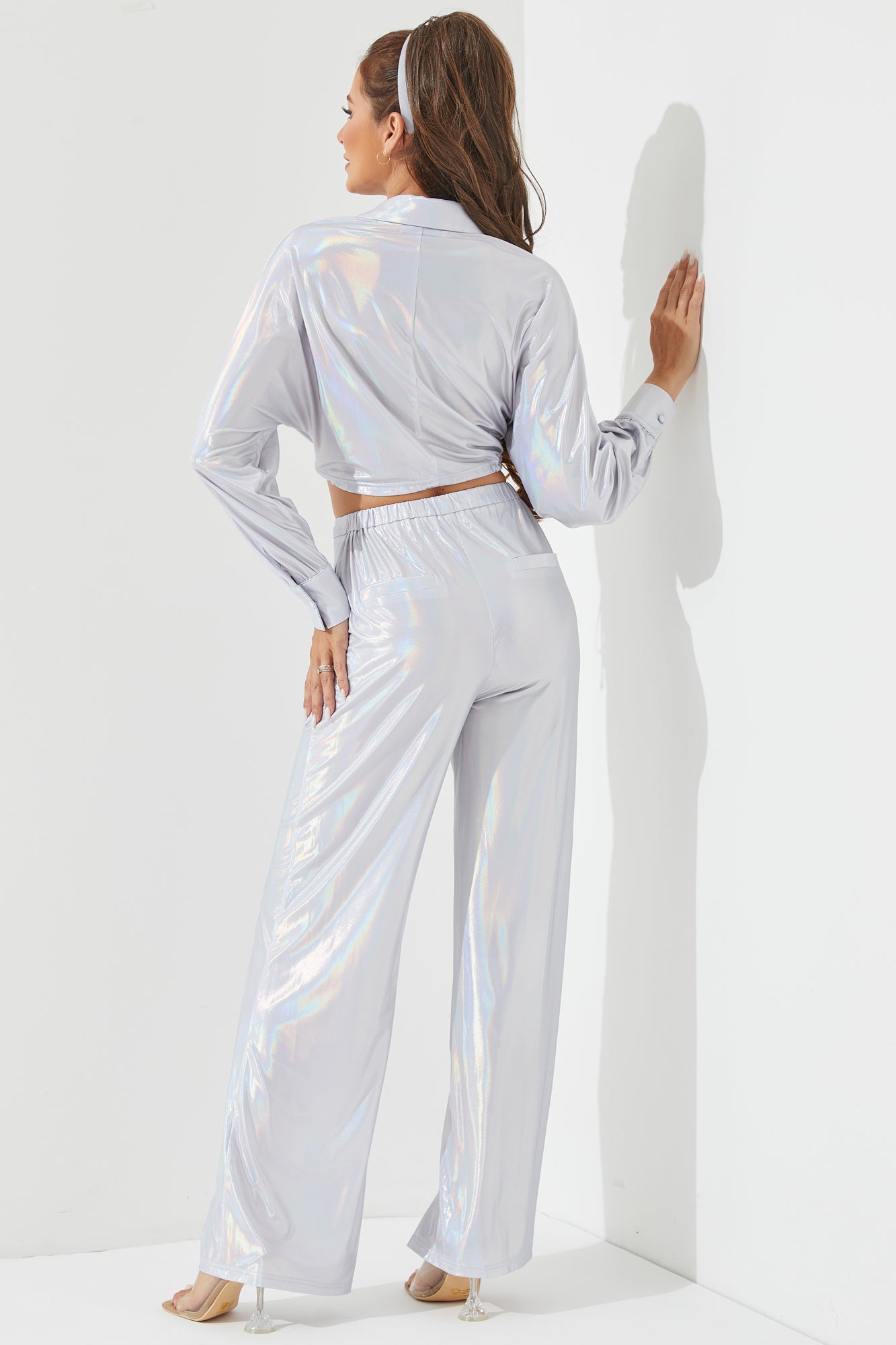 Cropped Dolman Long Sleeve Top and Pants Set