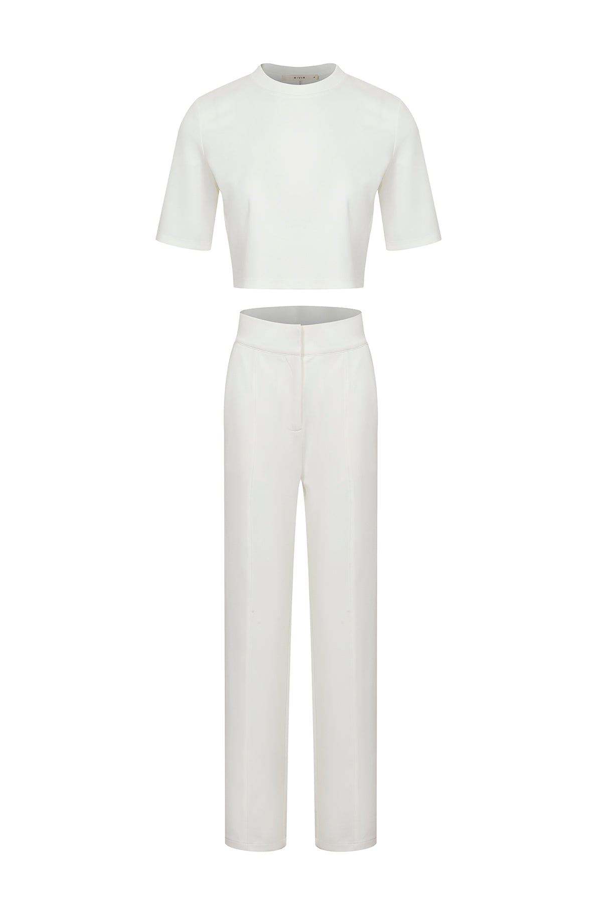 Casual Day Crop Top and High Waist Pants Set