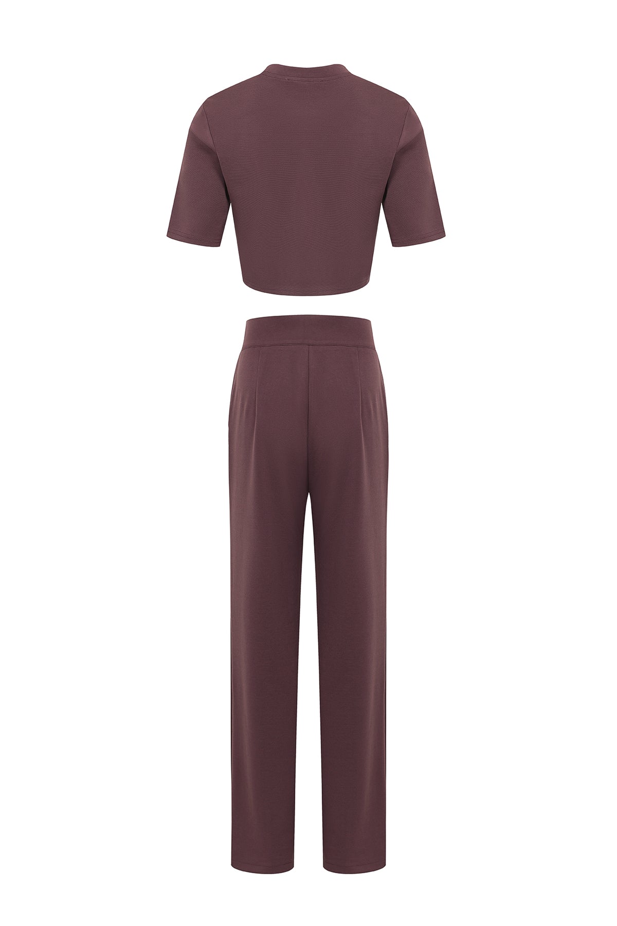 Casual Day Crop Top and High Waist Pants Set