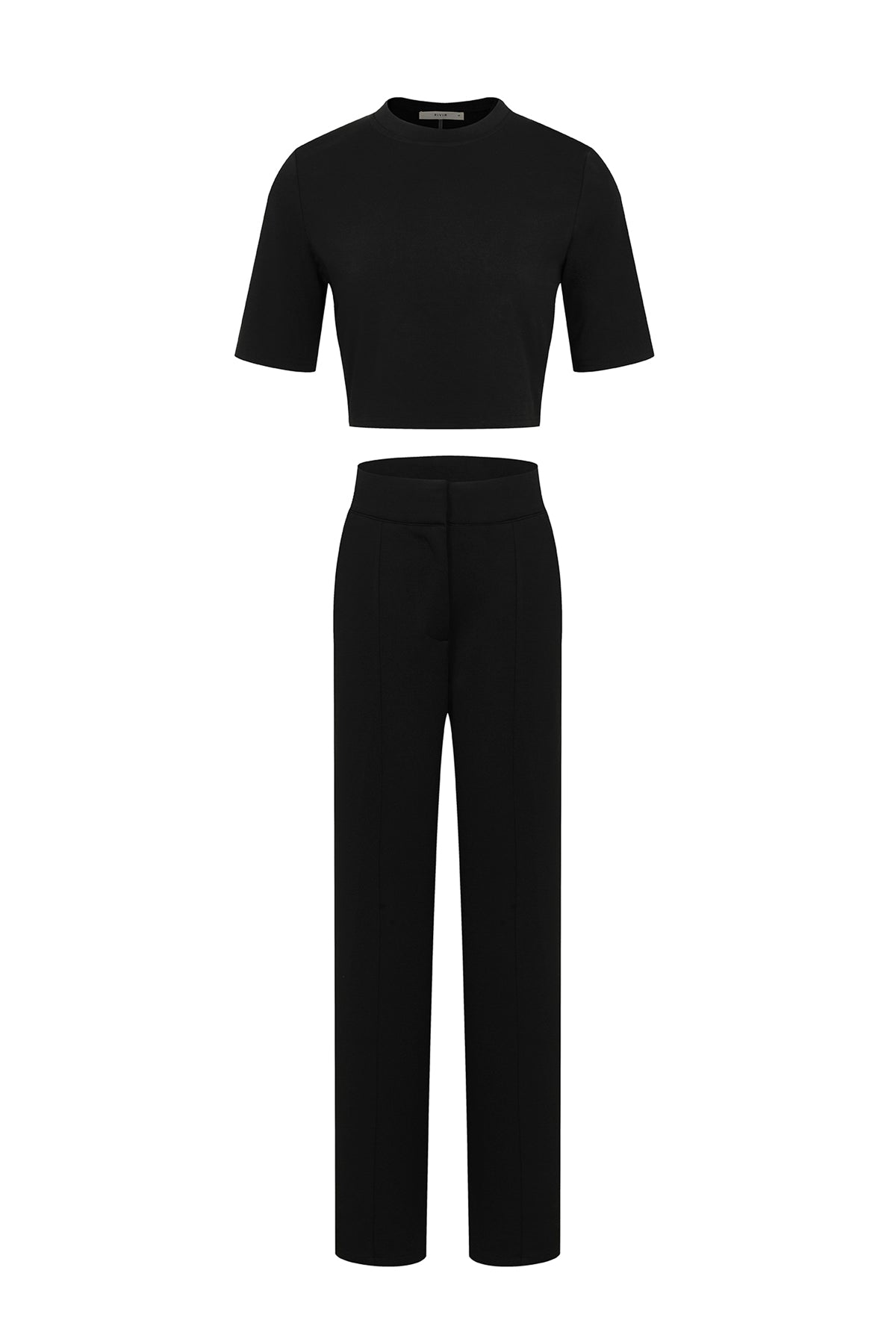 Casual Day Crop Top and High Waist Pants Set
