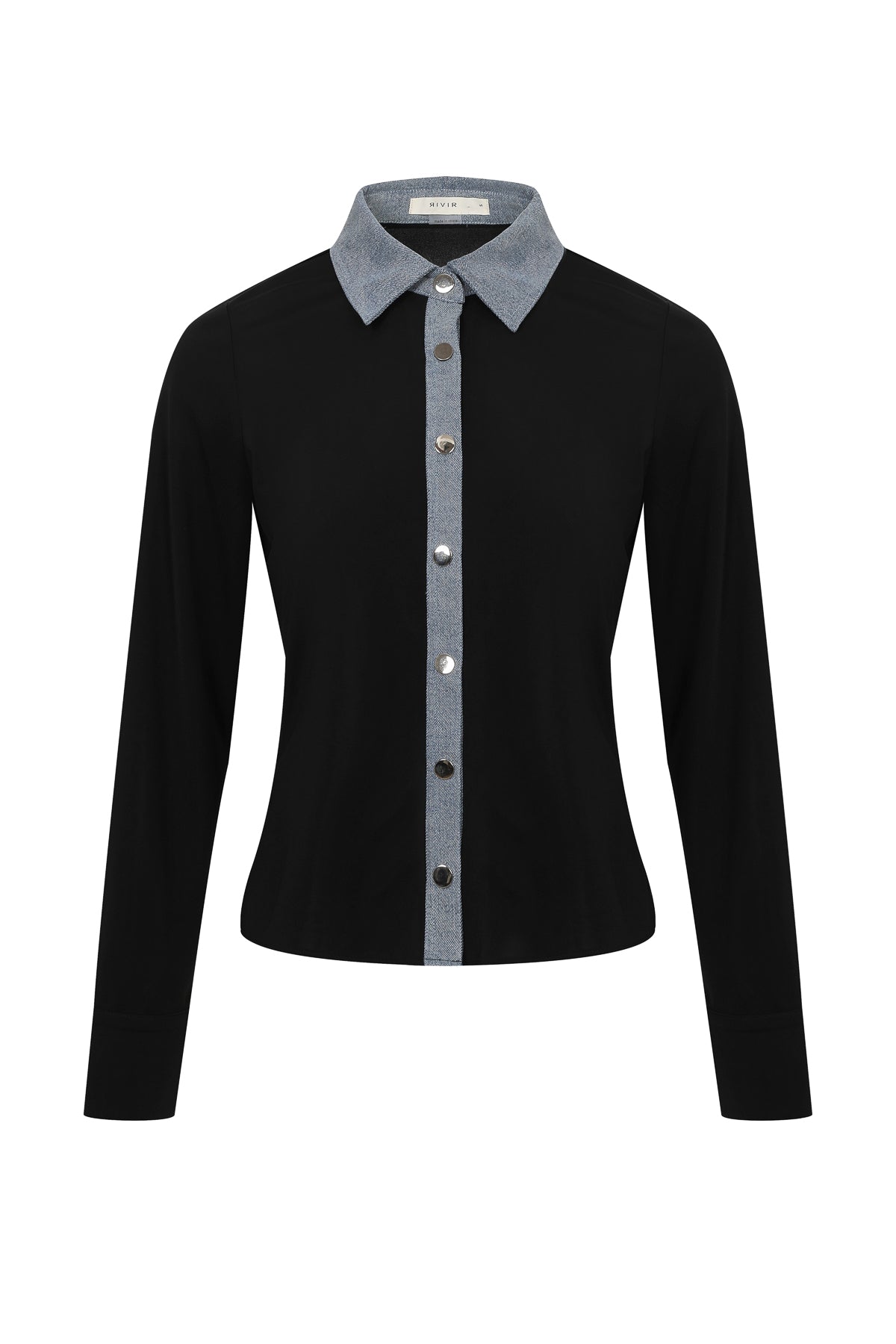 Two Becomes One Contrast Denim Shirt