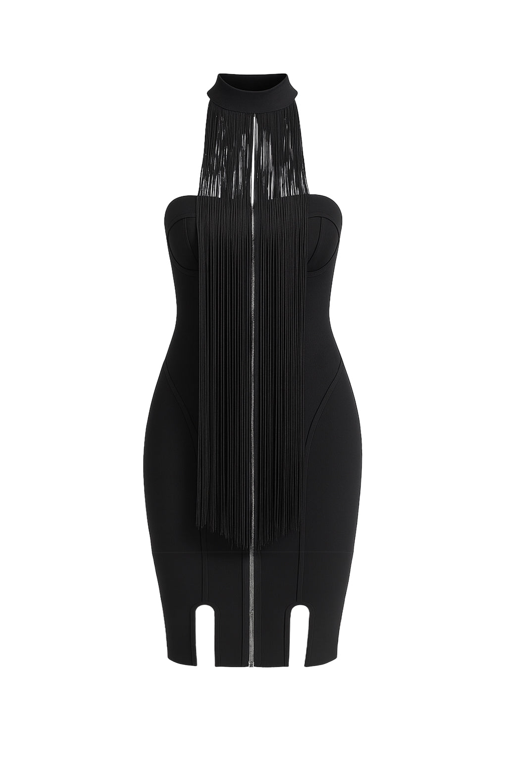 Bandage Tube Mini Dress With Fringe Choker