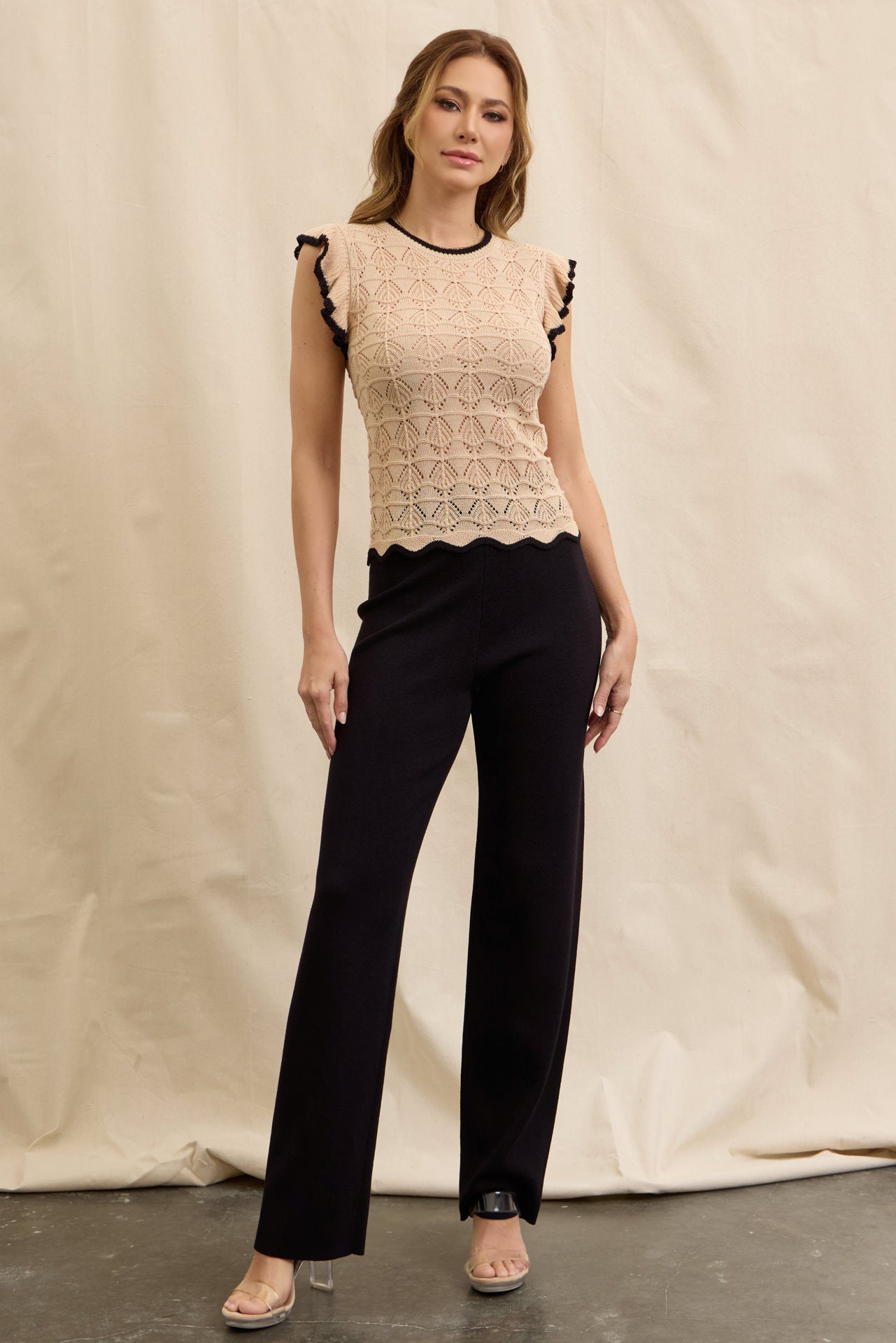 Timeless Knitwear Pointelle Top & Pants Set