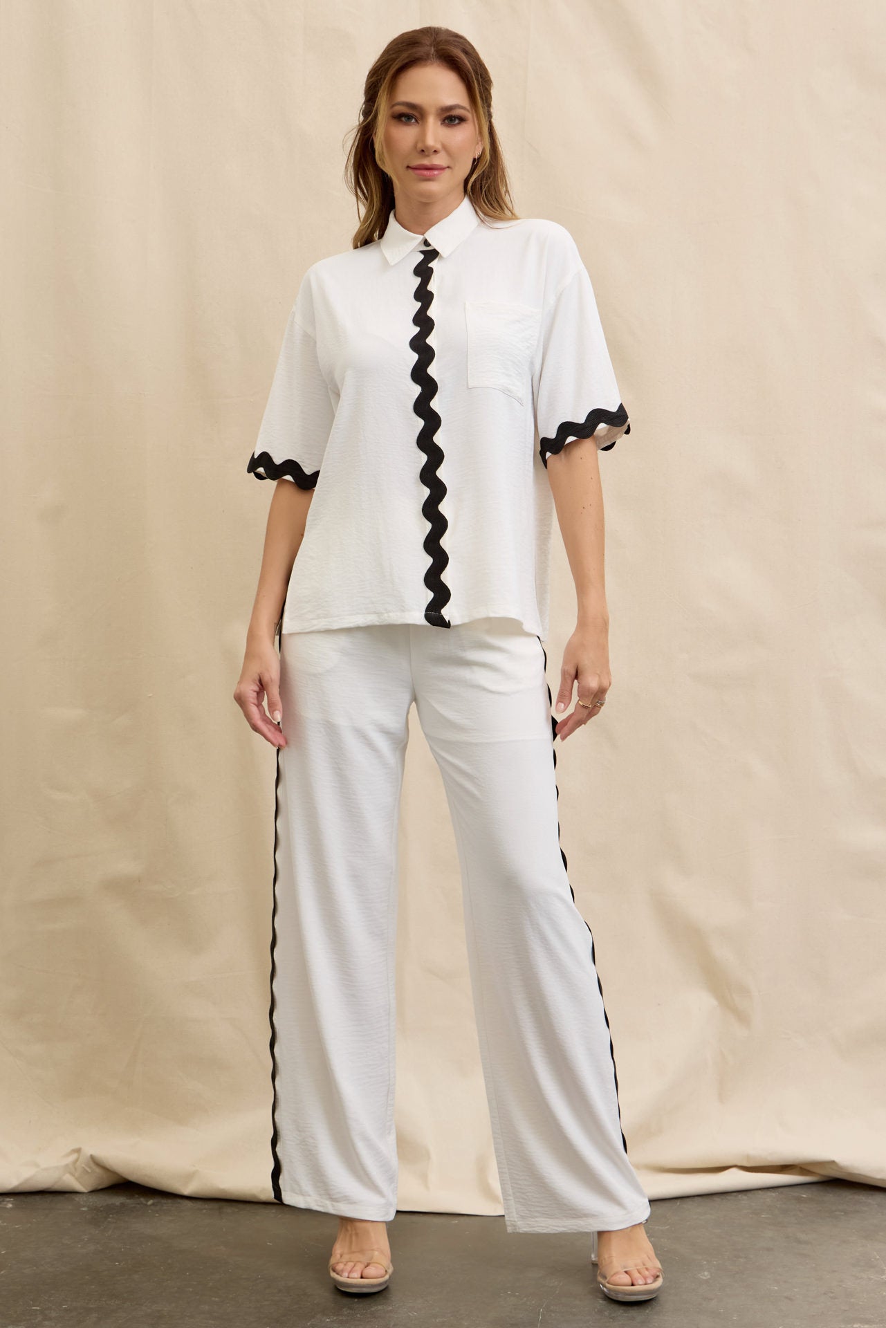 Wave Whisper Button Down Shirt & Pants Set