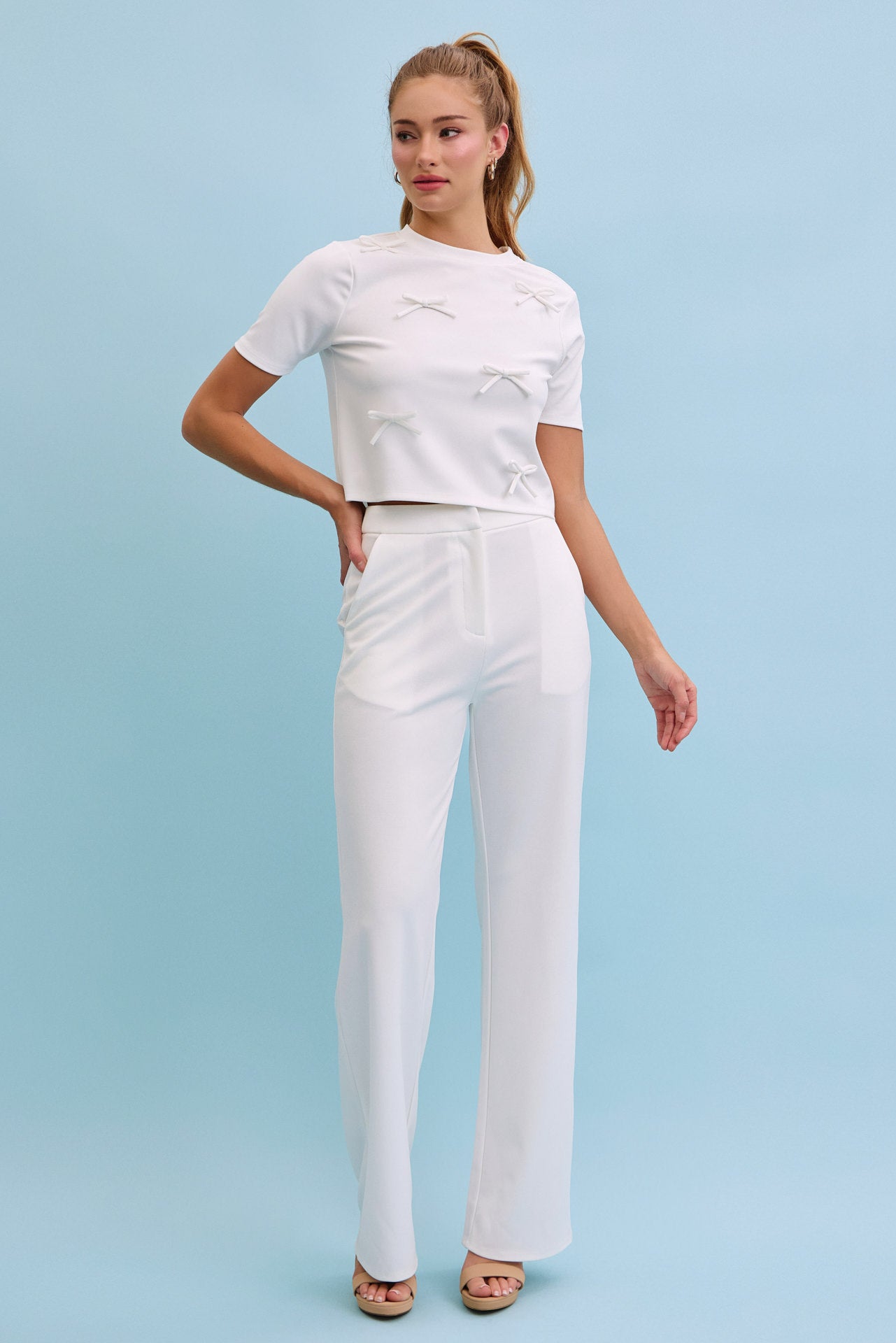 Charming Bows Short Sleeve Top & Pants Set