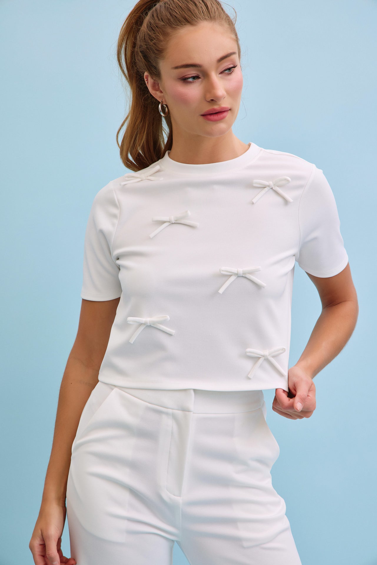 Charming Bows Short Sleeve Top & Pants Set