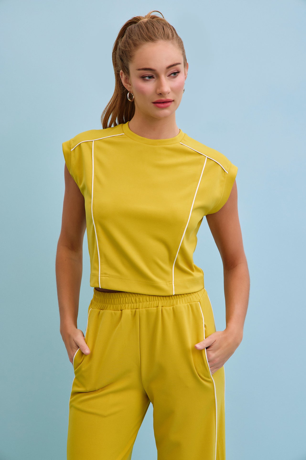 Jovie Piping Detail Top and Pants Sets