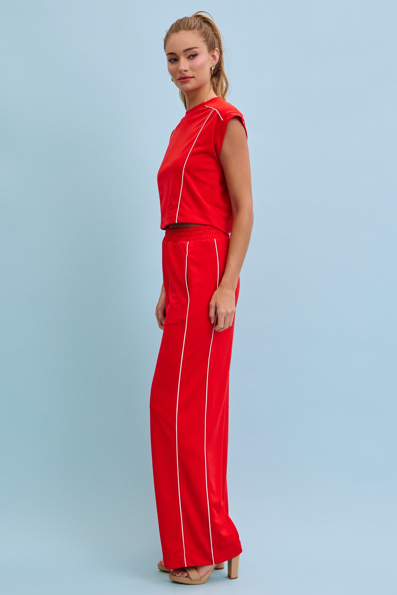 Jovie Piping Detail Top and Pants Sets