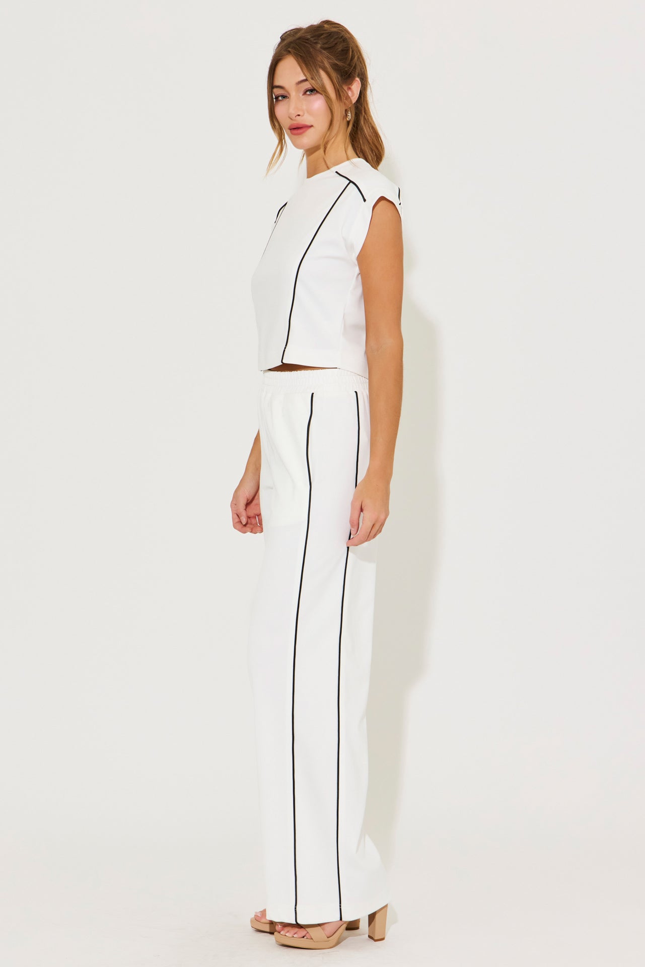 Jovie Piping Detail Top and Pants Sets