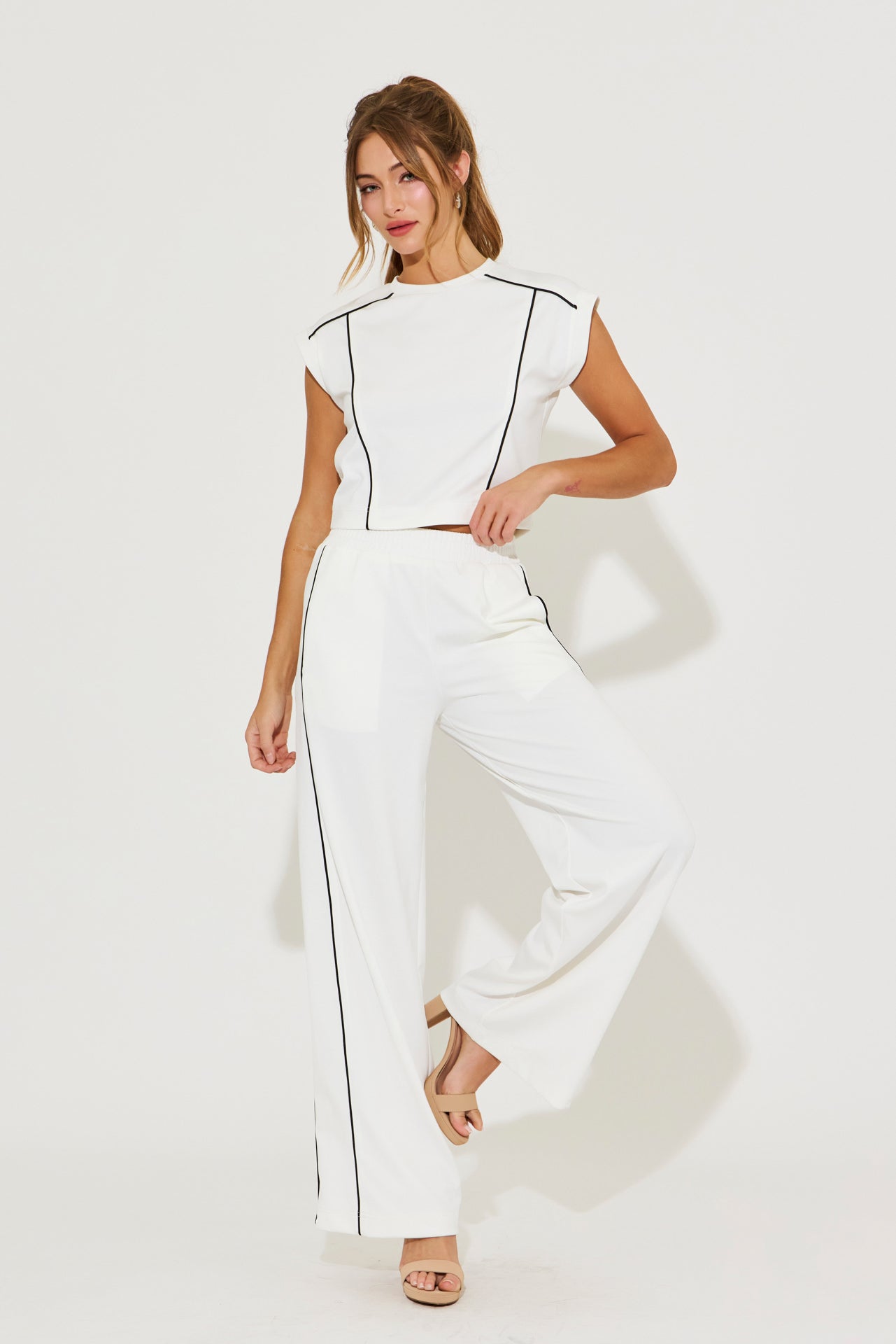 Jovie Piping Detail Top and Pants Sets