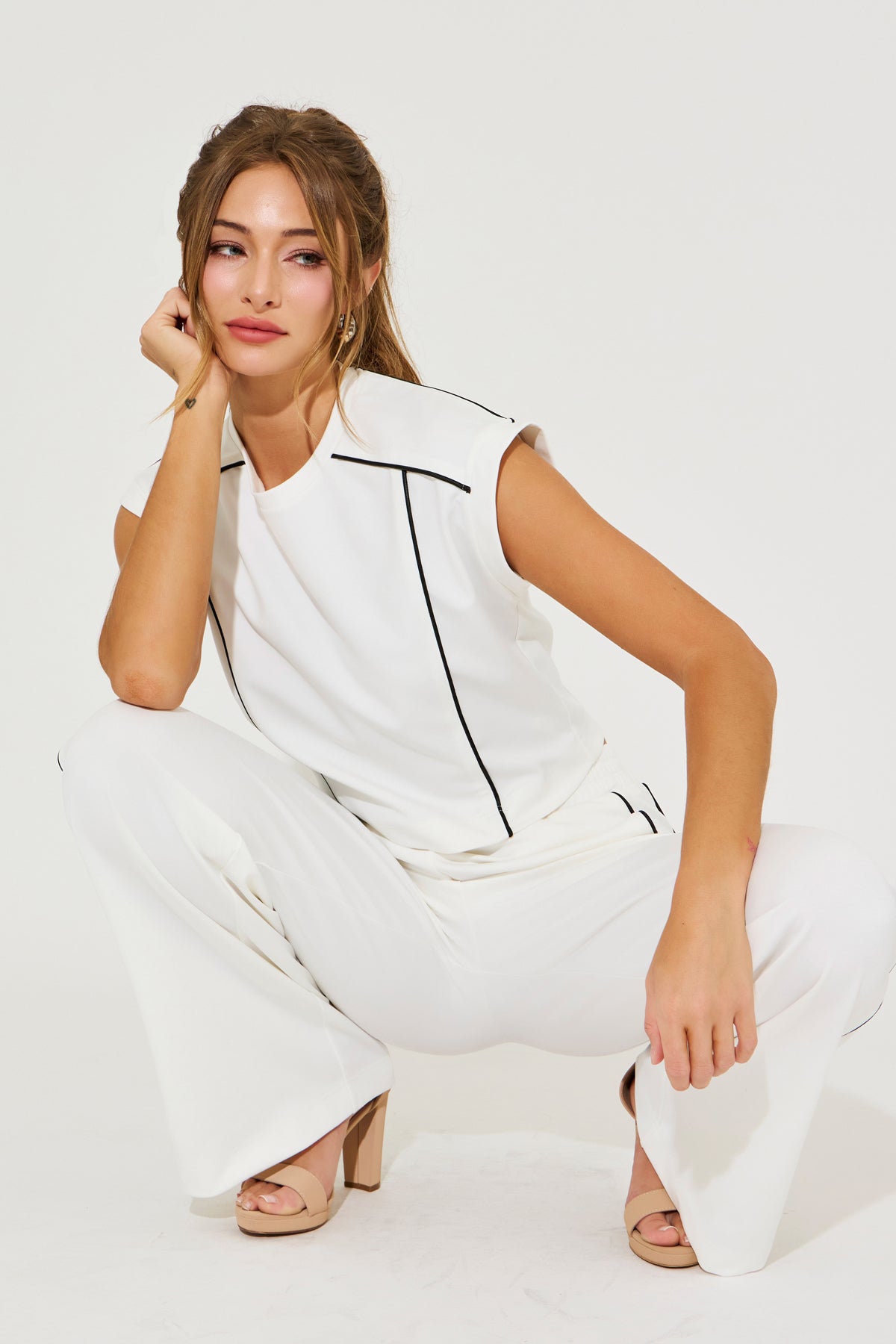 Jovie Piping Detail Top and Pants Sets
