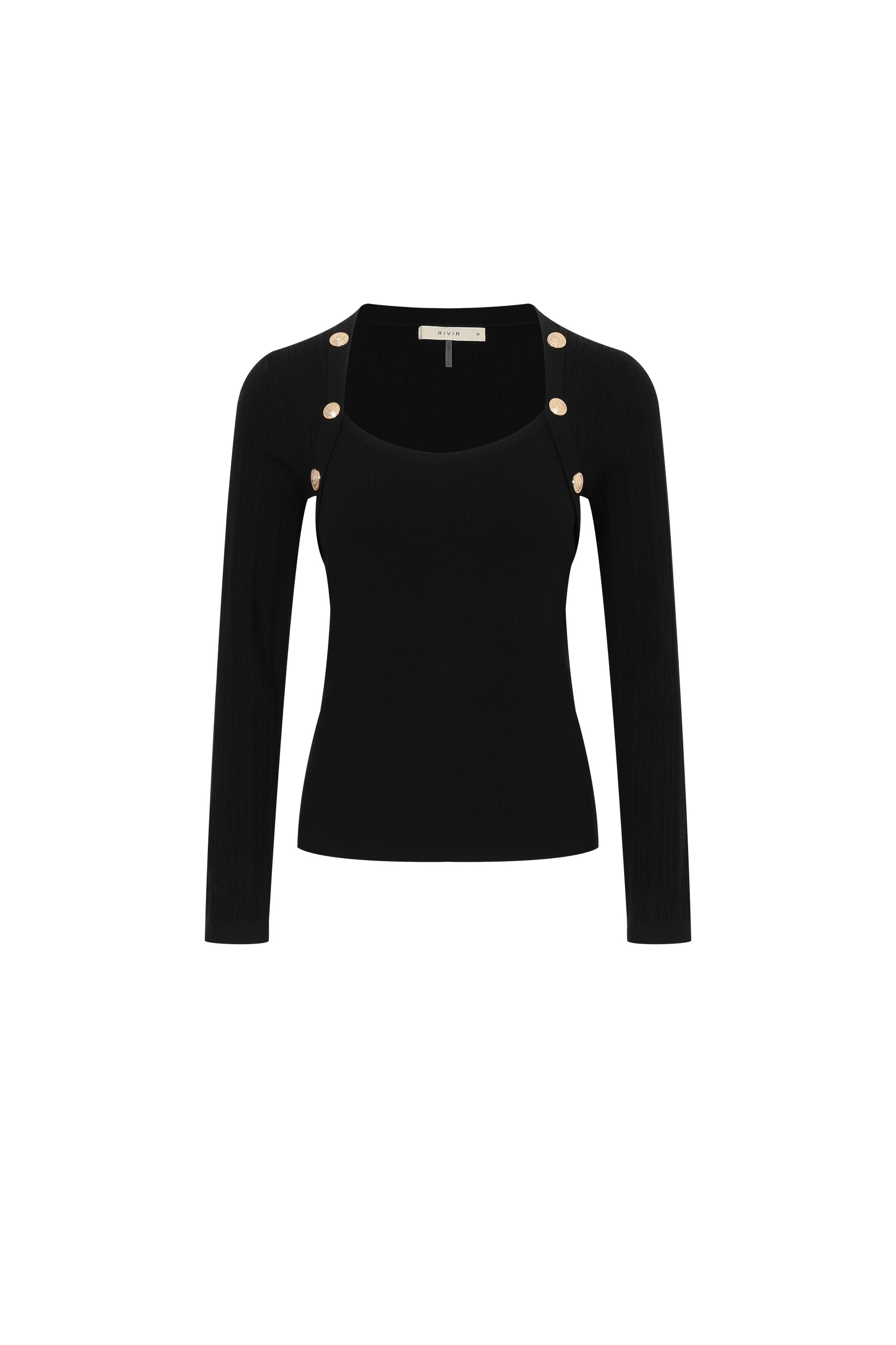 La Mode Knit Top With Buttons