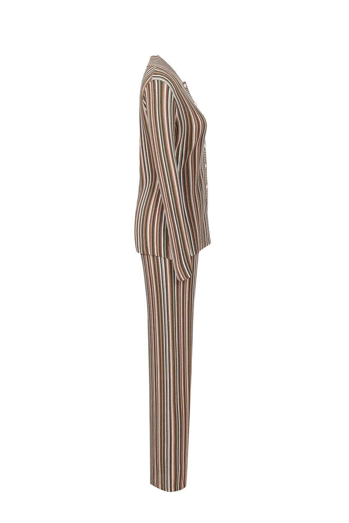 Caprière Long Sleeve Striped Knit Top with Pants Set